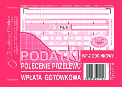 Polecenie przelewu podatku/wpłata got. A6/80 kart. M&P