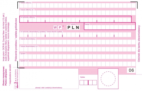 Polecenie przelewu podatku/wpłata got. A6/60 kart. PapirusII
