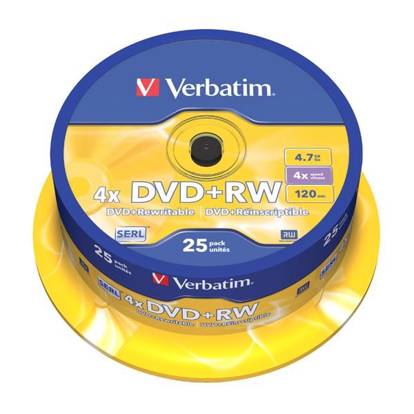 Płyta DVD+RW 4,7GB 4X 25szt Verbatim