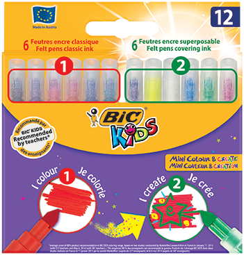 Flamastry 12 kolorów Kids Mini Colour & Create BIC