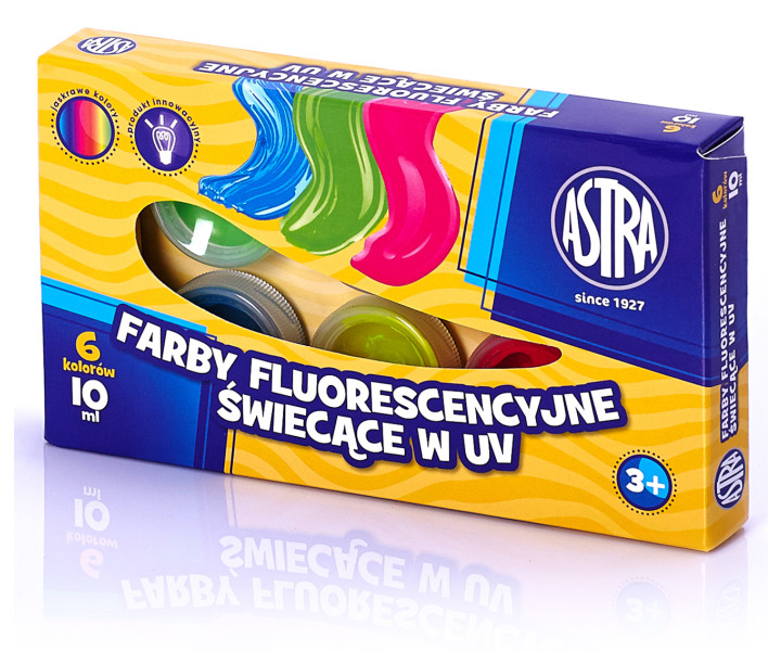 Farby plakatowe fluorescencyjne 6 kolorów 10ml Astra