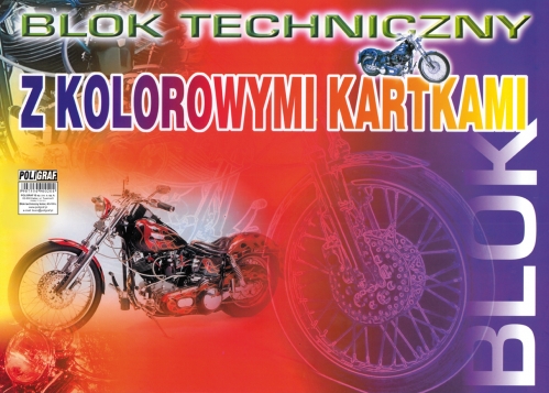 Blok techniczny kolorowy A3/10 kartek 170g 10 sztuk Poligraf