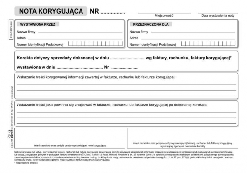 Nota korygująca A5/60kart. PapirusII