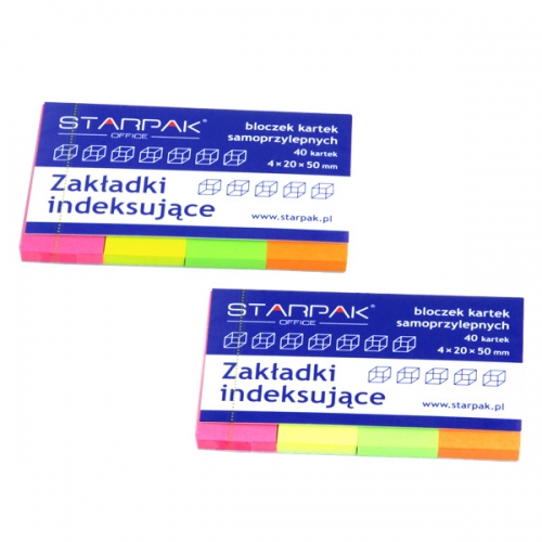 Zakładki indeksujące neon 4 kol 40szt. 20x50mmSatarpak