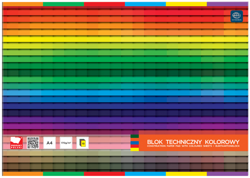 Blok techniczny kolorowy A3/10 kartek 170g Interdruk