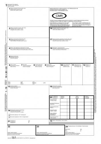 List przewozowy międzynarodowy CMR 4-odcin. A4/100kart. Papirus