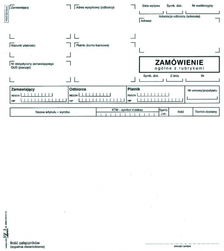 Zamówienie 2-odcink. 3/4 A4/60 kart.