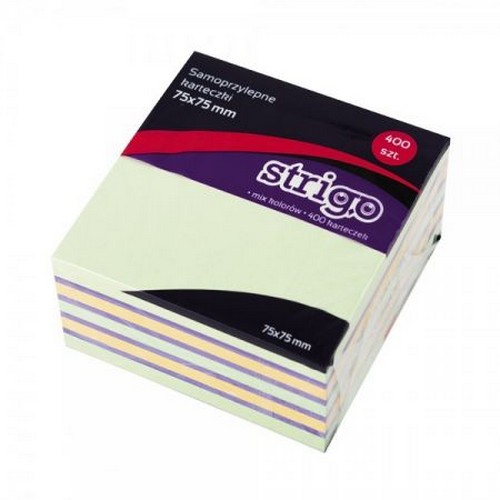 Notes samoprzylepny pastelowy 75x75mm/400kart. Strigo