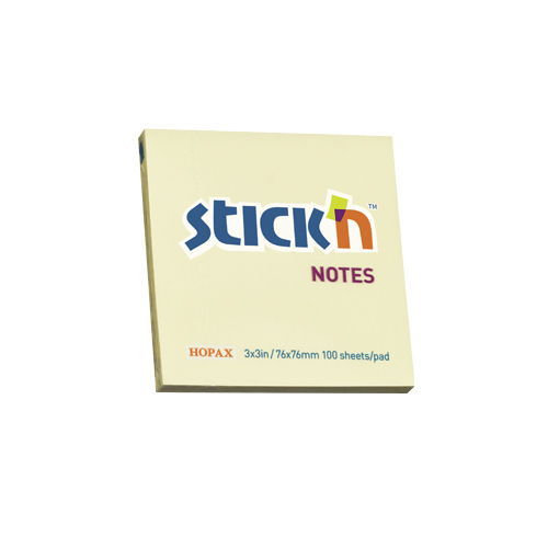 Notes samoprzylepny pastel żółty 76x76/100kart. Stick'n