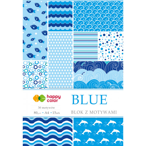 Papier kolorowy z motywami Blue A4/15kart Happy Color