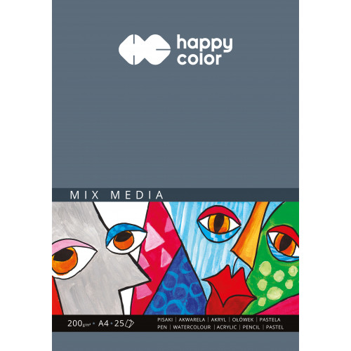 Blok techniczny kolorowy A4/25 kartek 200g Happy Color