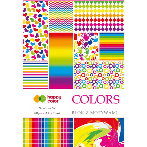 Papier kolorowy z motywami Colors A4/15kart Happy Color
