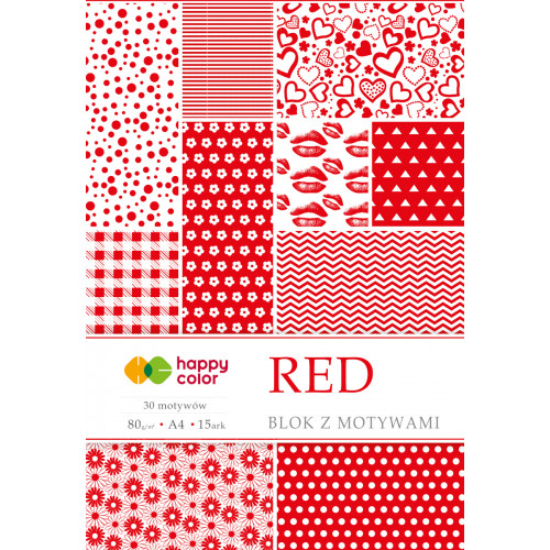 Papier kolorowy z motywami Red A4/15kart Happy Color