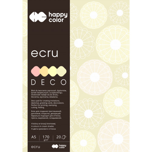 Blok techniczny kolorowy Deco Ecru A4/20 kartek 170g Happy Color