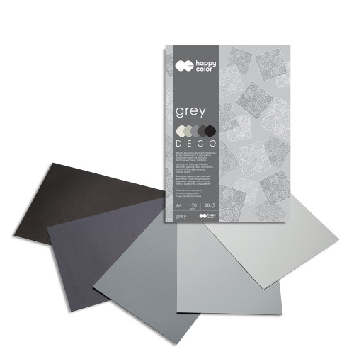 Blok techniczny kolorowy Deco Grey A4/20 kartek 170g Happy Color