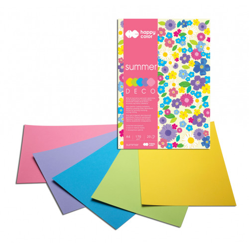 Blok techniczny kolorowy Deco Summer A4/20 kartek 170g Happy Color