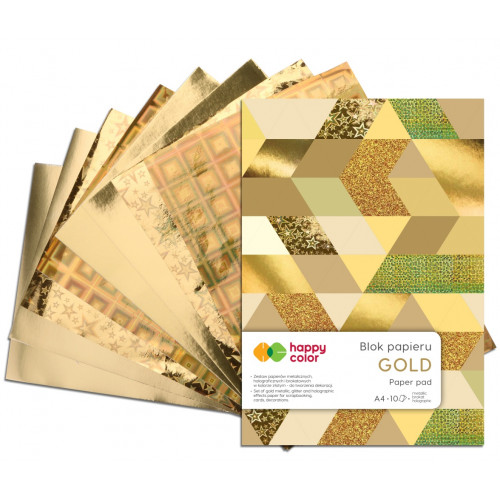 Blok techniczny kolorowy Gold A4/10 kartek 150g-230g Happy Color
