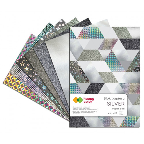 Blok techniczny kolorowy Silver A4/10 kartek 150g-230g Happy Color