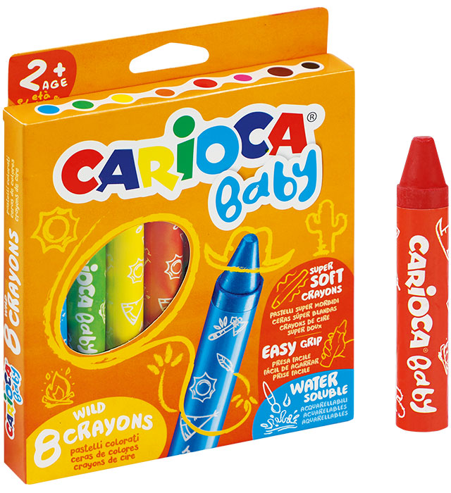 Kredki świecowe 8 kolorów Baby +2 Carioca 