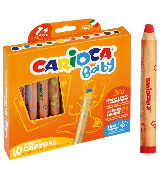 Kredki ołówkowe Baby 3w1 10 kolorów +1 Carioca
