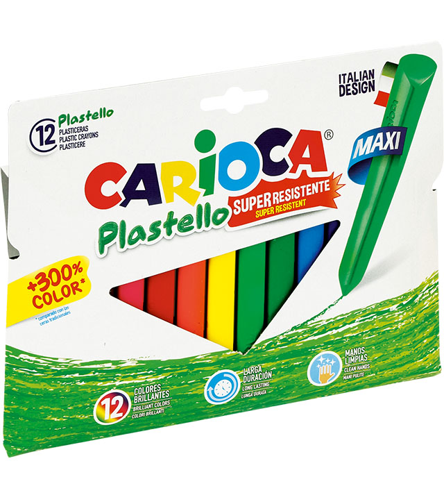 Kredki świecowe Jumbo 12 kolorów Plastello Carioca 