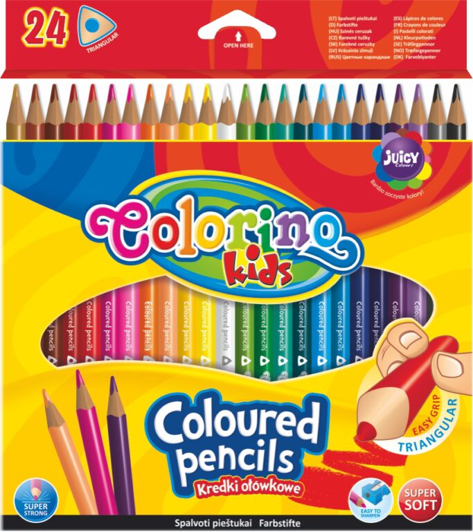Kredki ołówkowe trójkątne 24 kolory Colorino Kids