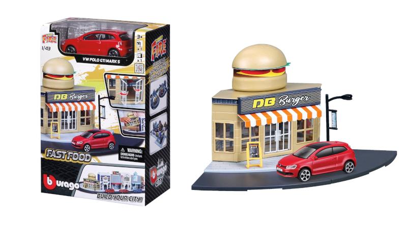  Auto VW Polo metalowe 10cm city fast food zestaw 1:43 Bburago