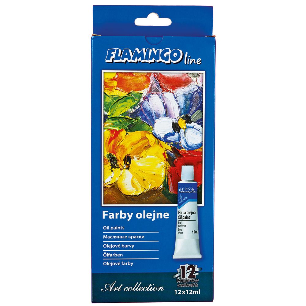 Farby olejne w tubkach 12 kol. 12ml. Flamingo