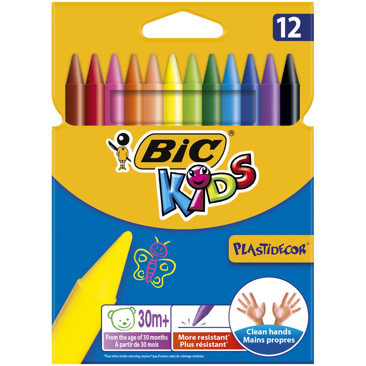 Kredki świecowe 12 kolorów Plastidecor Kids BIC