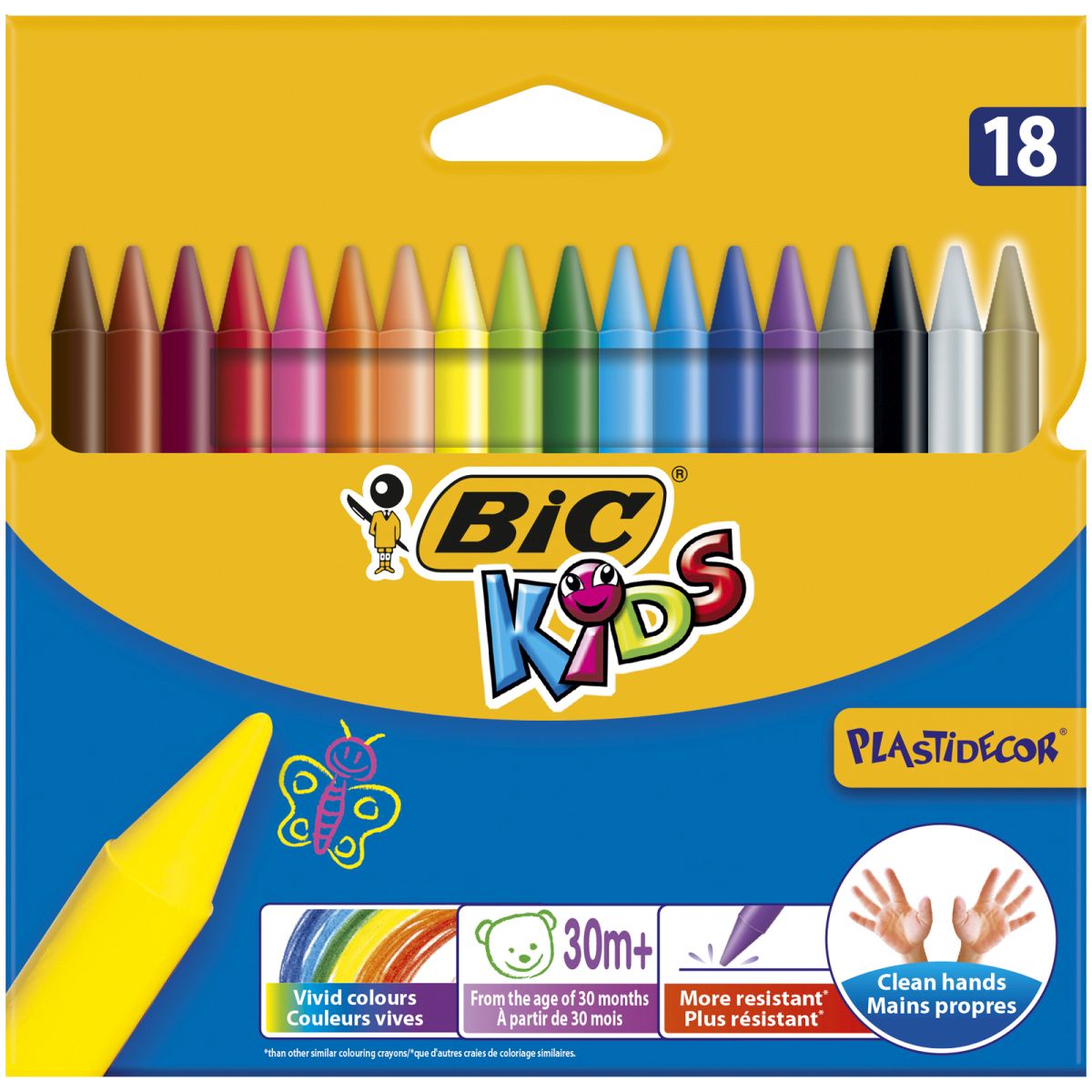 Kredki świecowe 18 kolorów Plastidecor Kids BIC
