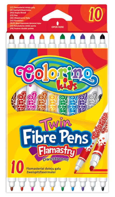 Flamastry dwustronne 10 kolorów Colorino Kids