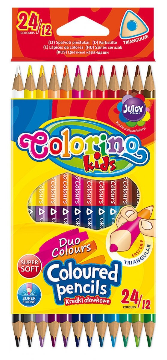 Kredki ołówkowe trójkątne 12=24 kolory Colorino Kids