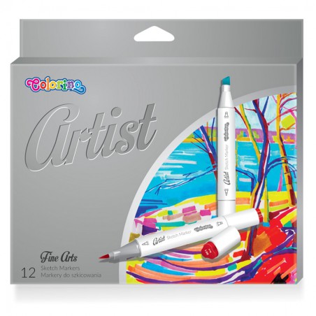 Markery artystyczne do szkicowania 12 kolorów Colorino Kids