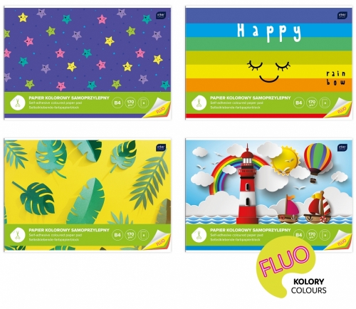 Papier kolorowy samoprzylepny fluo 170g B4/8 kart. Interdruk