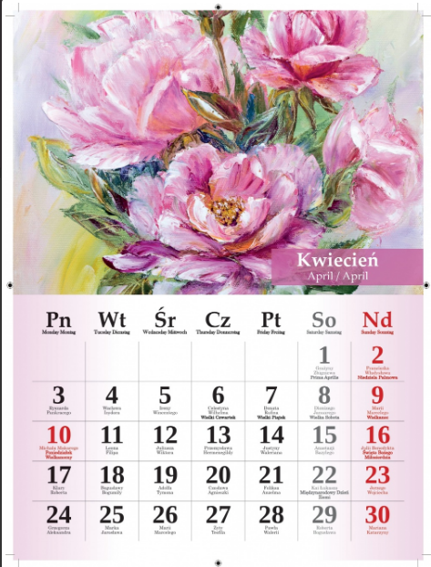 Kalendarz wieloplanszowy naścienny Bukiet 2023 B4 23x31cm Artsezon