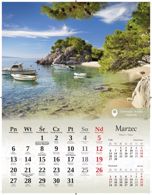 Kalendarz wieloplanszowy naścienny Podróże 2023 A3 34x44cm Artsezon