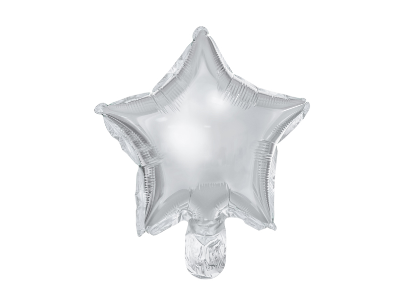  Balon foliowy gwiazdka srebrny 25cm Partydeco