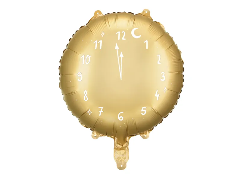  Balon foliowy zegar złoty 45cm Partydeco