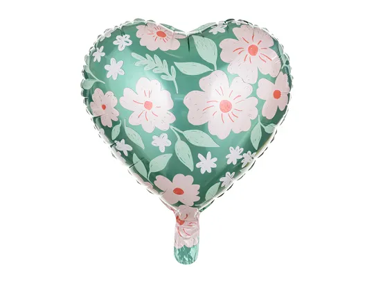  Balon foliowy Serce w kwiaty 45cm Partydeco