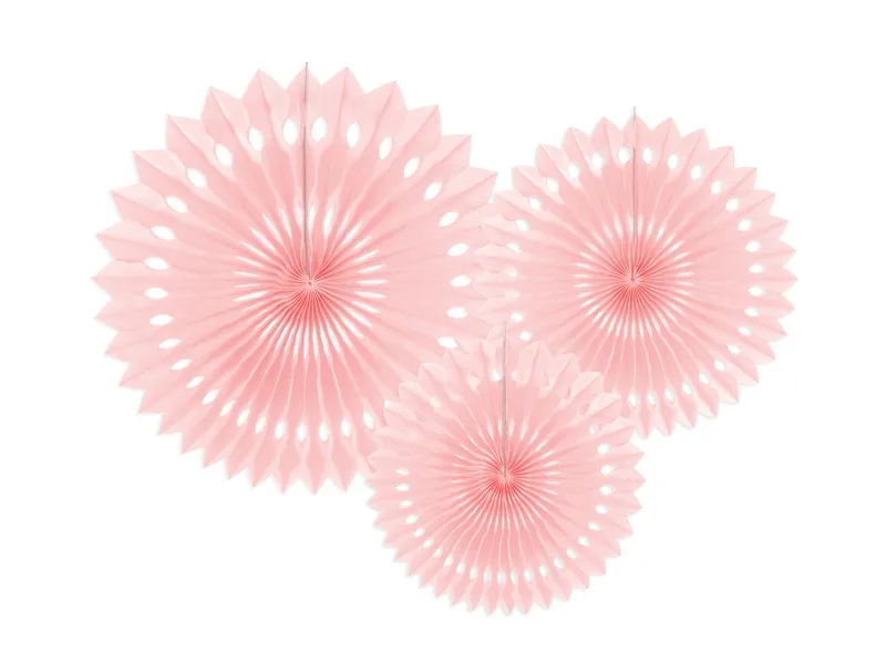 Rozety dekoracyjne różowe 3szt Partydeco