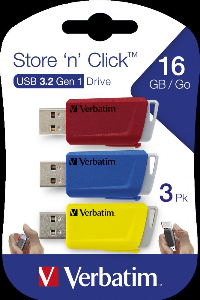 Pendrive 16GB USB 3,2 Click 3szt Verbatim