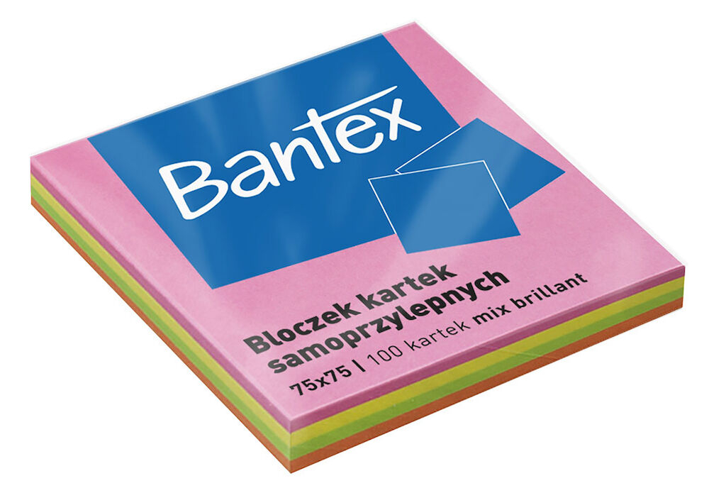 Notes samoprzylepny neon 75x75 100kart. Bantex