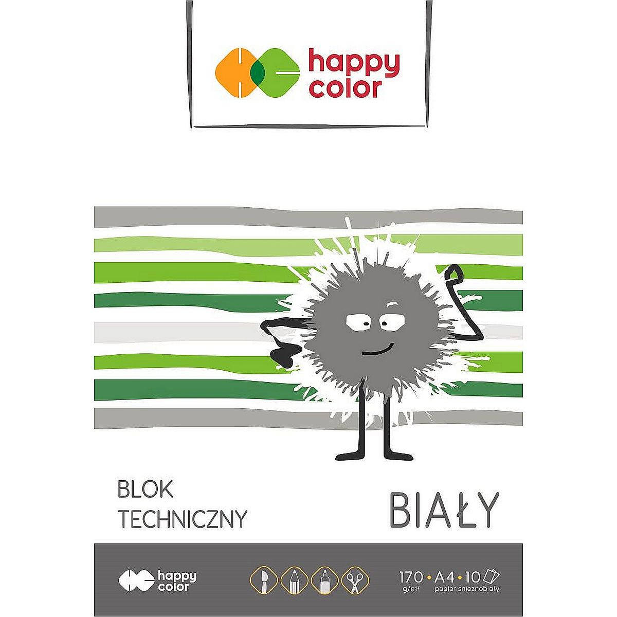 Blok techniczny biały A4/10 kartek 170g Happy Color
