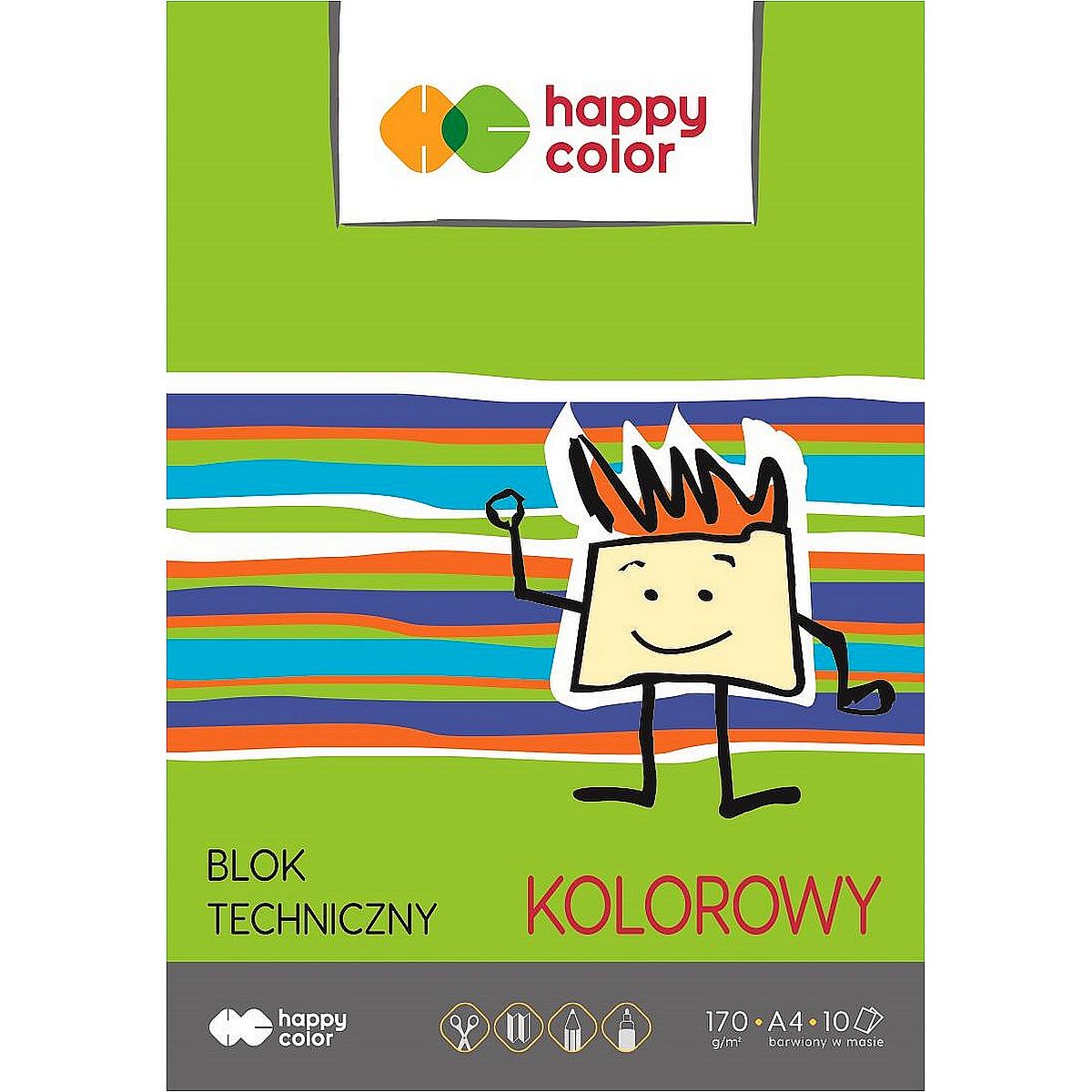 Blok techniczny kolorowy A4/10 kartek 170g Happy Color