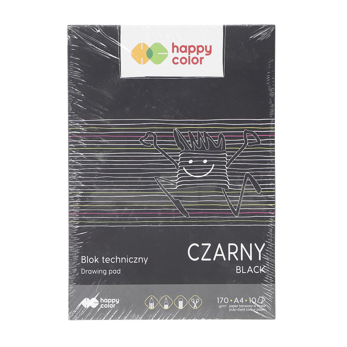 Blok techniczny czarny A4/10 kartek 170g Happy Color