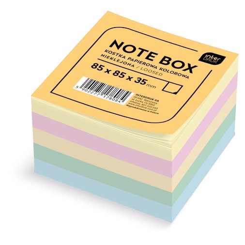 Notes kolorowy pastel nieklejony 85x85x35 Interdruk