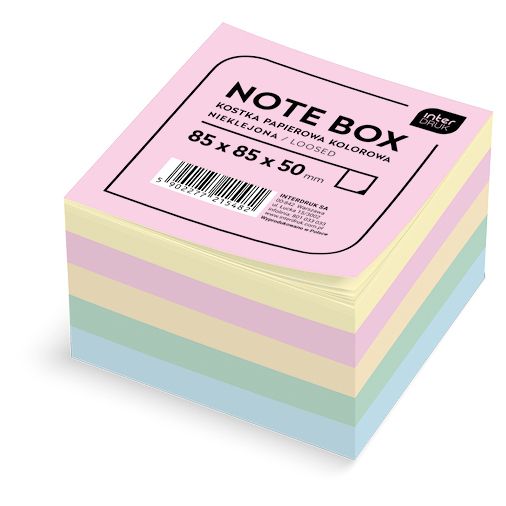 Notes kolorowy pastel nieklejony 85x85x50 Interdruk