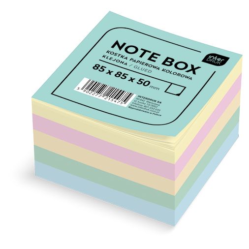 Notes kolorowy pastel klejony 85x85x50 Interdruk