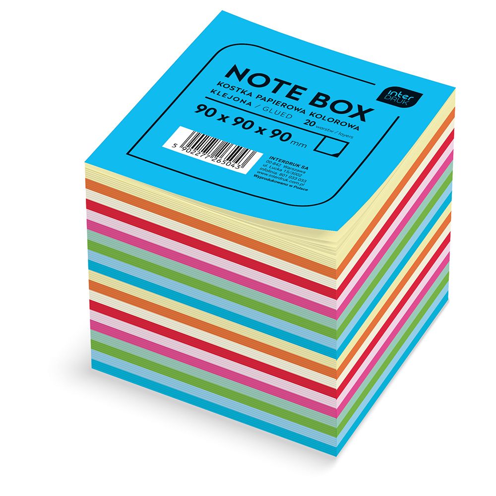 Notes kolorowy klejony 90x90x90 Interdruk