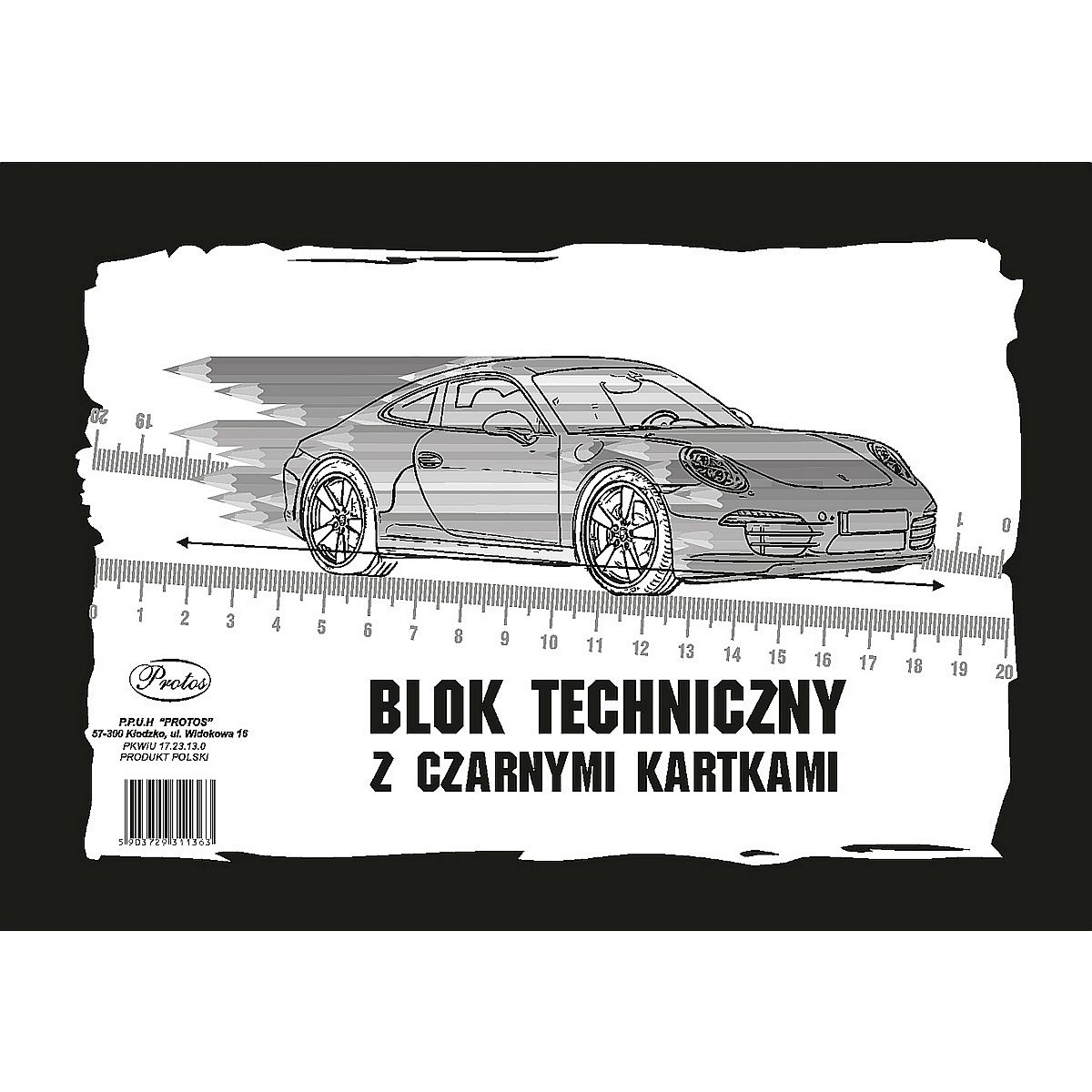 Blok techniczny czarny A4/10kartek 160g Protos